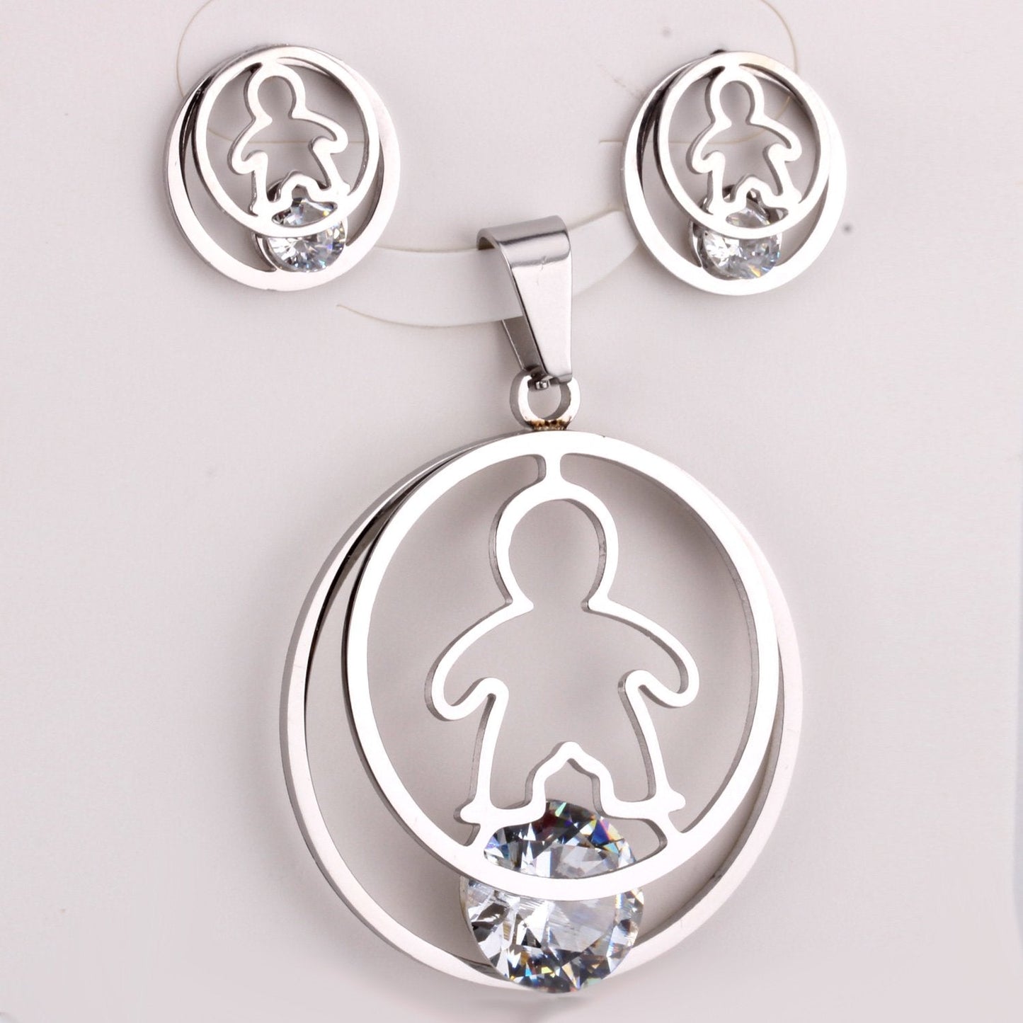 Fashion Gold Necklace Earring Jewellery Set Stainless SteelCrystal Wedding Bridal Dubai Jewelry Set For Girl Women