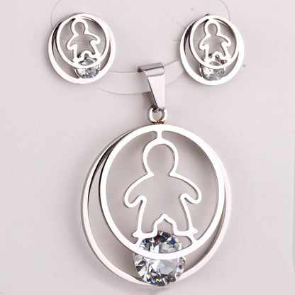 Fashion Gold Necklace Earring Jewellery Set Stainless SteelCrystal Wedding Bridal Dubai Jewelry Set For Girl Women