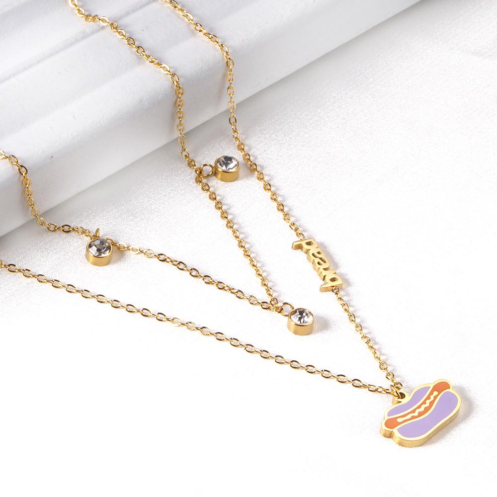 New Arrival Vegetable Food Cartoon Double Chain Pendant Necklace For Girls Fashion Chain Jewellry Necklace choker