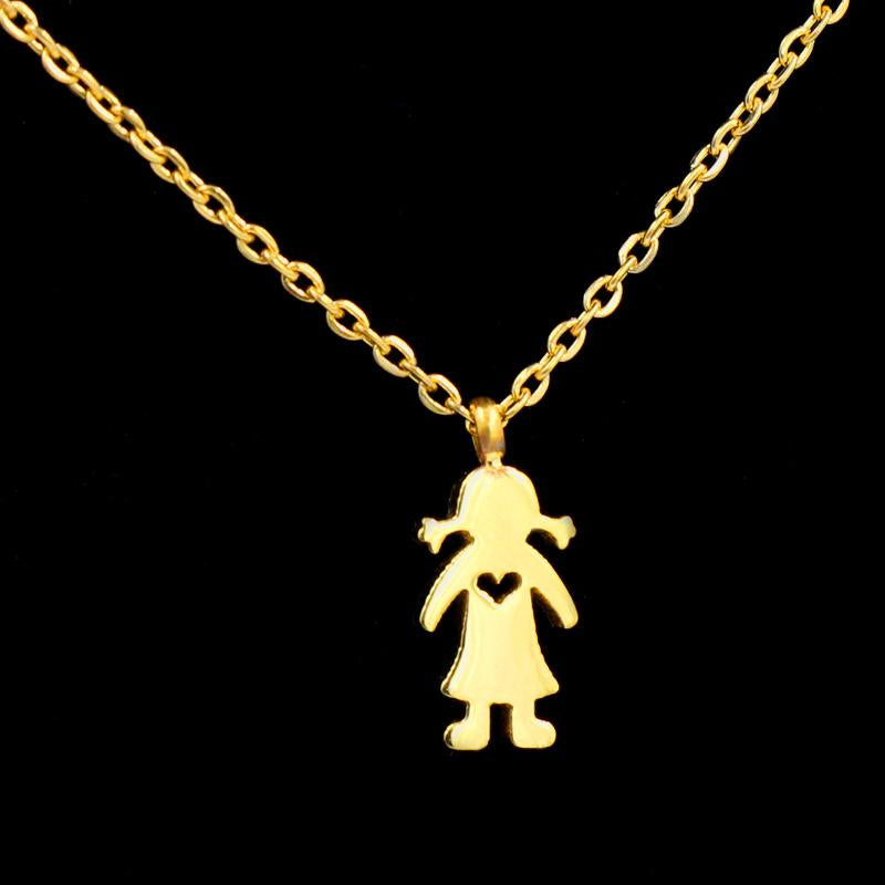 Girl Pendant Gothic Stainless Steel Necklaces For Women Trendy Jewelry Gold Plated Chain Necklace collier Friends