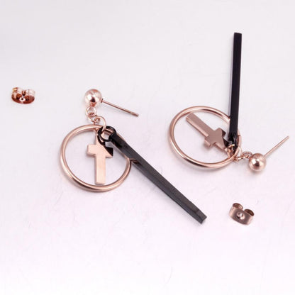 Rose Gold Cross pendientes Drop Dangle Earrings Set For Women Fashion Jewelry Big Round Earings brincos oorbellen