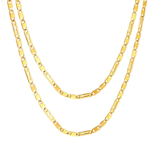 Punk 2MM Hollow Cross Tag Link Chain Neckllace For Women Men Gold Color No Fade Stainless Steel Choker collar hombre