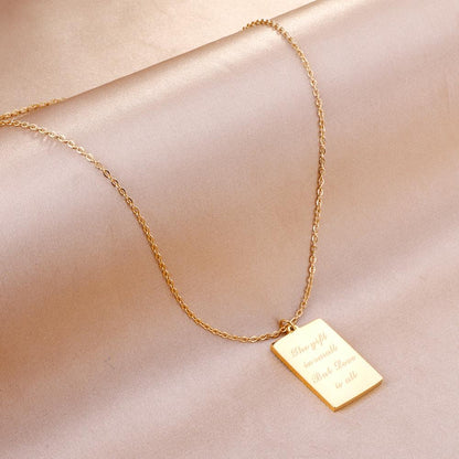 Necklace For Men Stainless Steel Letter Bar Geometry Pendant Necklace Women No Fade Link Chains Jewelry Wholesale