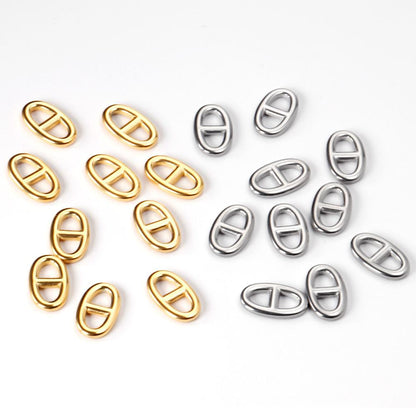 ASON 5Pcs/Lot Gold/Silver Color Stainless Steel Oval Two Holes Charms For Women Men Necklace Bracelet Anklet DIY Jewelry Making