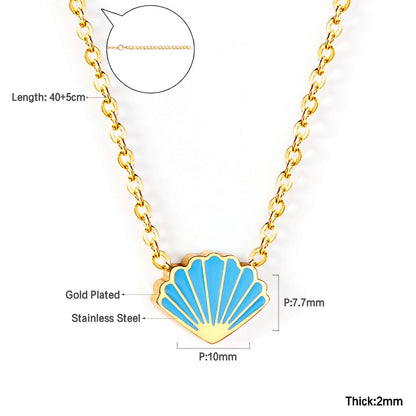 Rainbow Candy Pendant Necklace Women Stainless Steel Jewelry Wholesale Shell Fashion Pendant For Christmas Gifts
