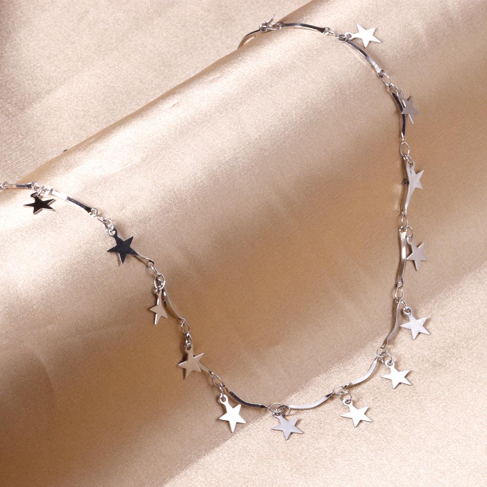 Metal Star Charms Necklaces For Goth Egirls Star Chains Choker Women collier pentacle Boho Jewelry Christmas Gift