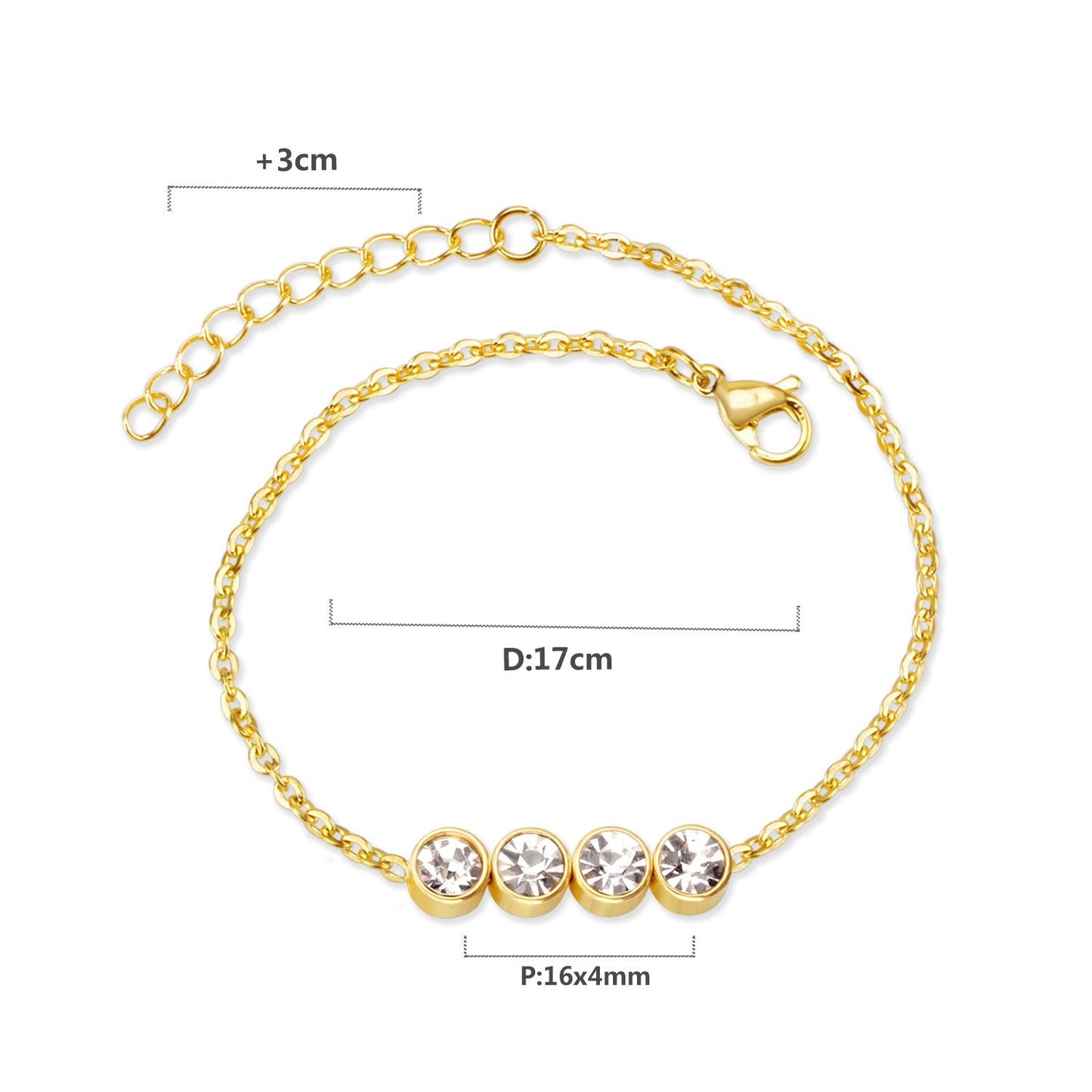 Charm Gold Color Pulseras Bracelets For Femme Women Link Chain Round Crystal Bracelet  Jewellery accesorios