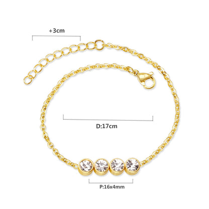 Charm Gold Color Pulseras Bracelets For Femme Women Link Chain Round Crystal Bracelet  Jewellery accesorios