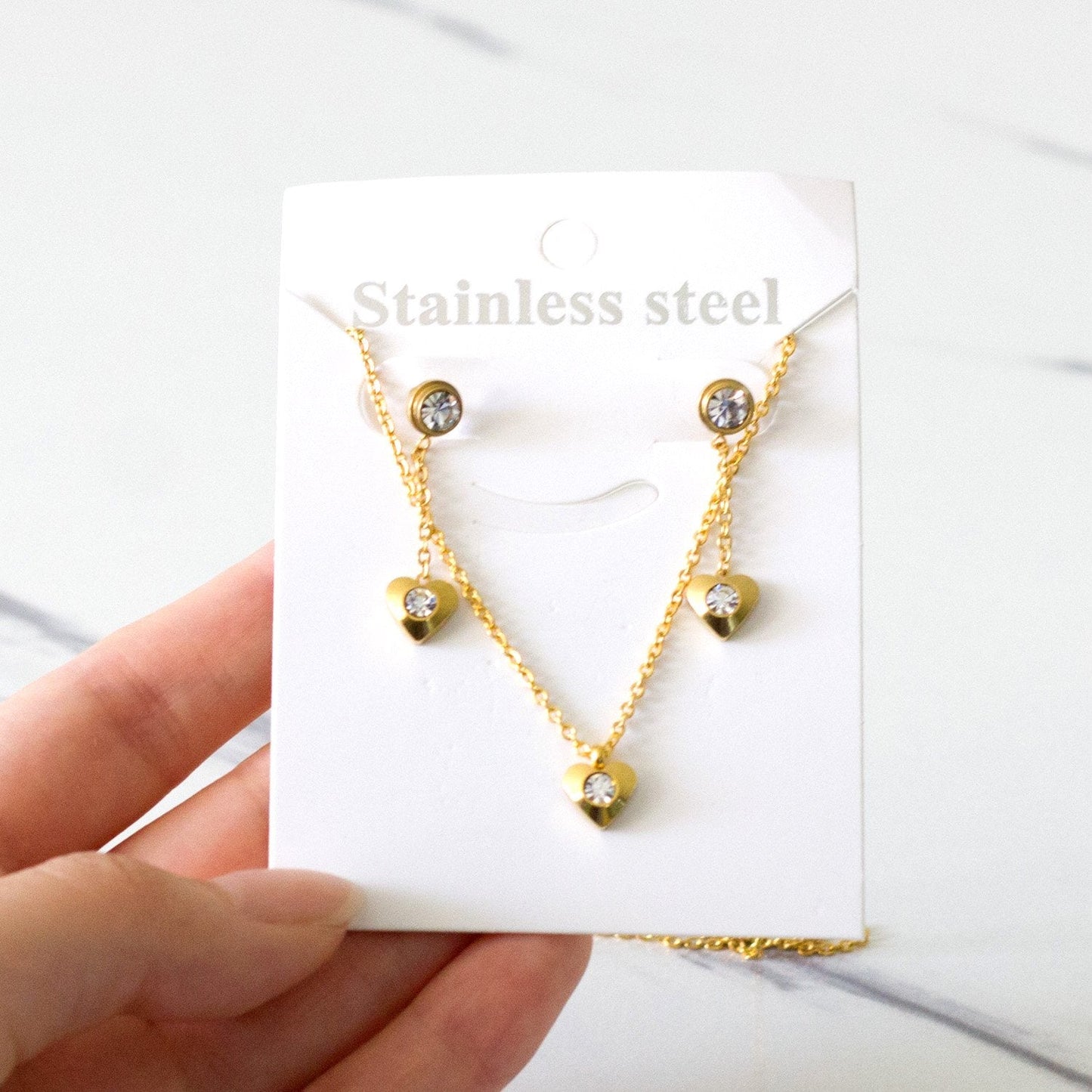 New Heart Shape Crystal Fashion Necklaces Droop Earrings Sets For Woman Dubai Wedding Jewelry Set pendientes bijoux