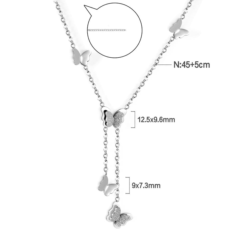 Butterflies Fairy Aesthetic Sweet Necklaces Statement Women Vintage Collier Winter Sweater Necklaces Steel Jewelry