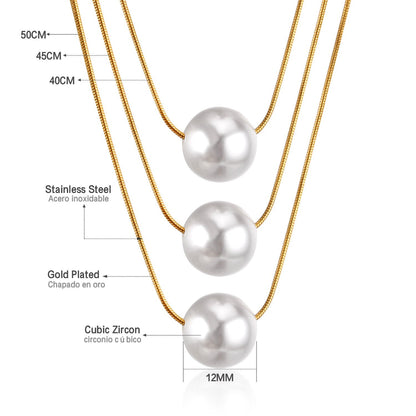 Fake Pearl Pendant Choker Chains Necklace Set Multi-layer Gold Necklaces For Women Jewelry collares colar collier