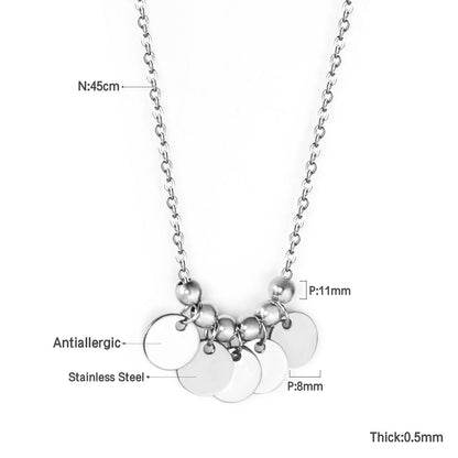 Pendant Gothic Stainless Steel Round Sequins Necklaces For Female Trendy Jewelry Gold Chain Necklace collier femme