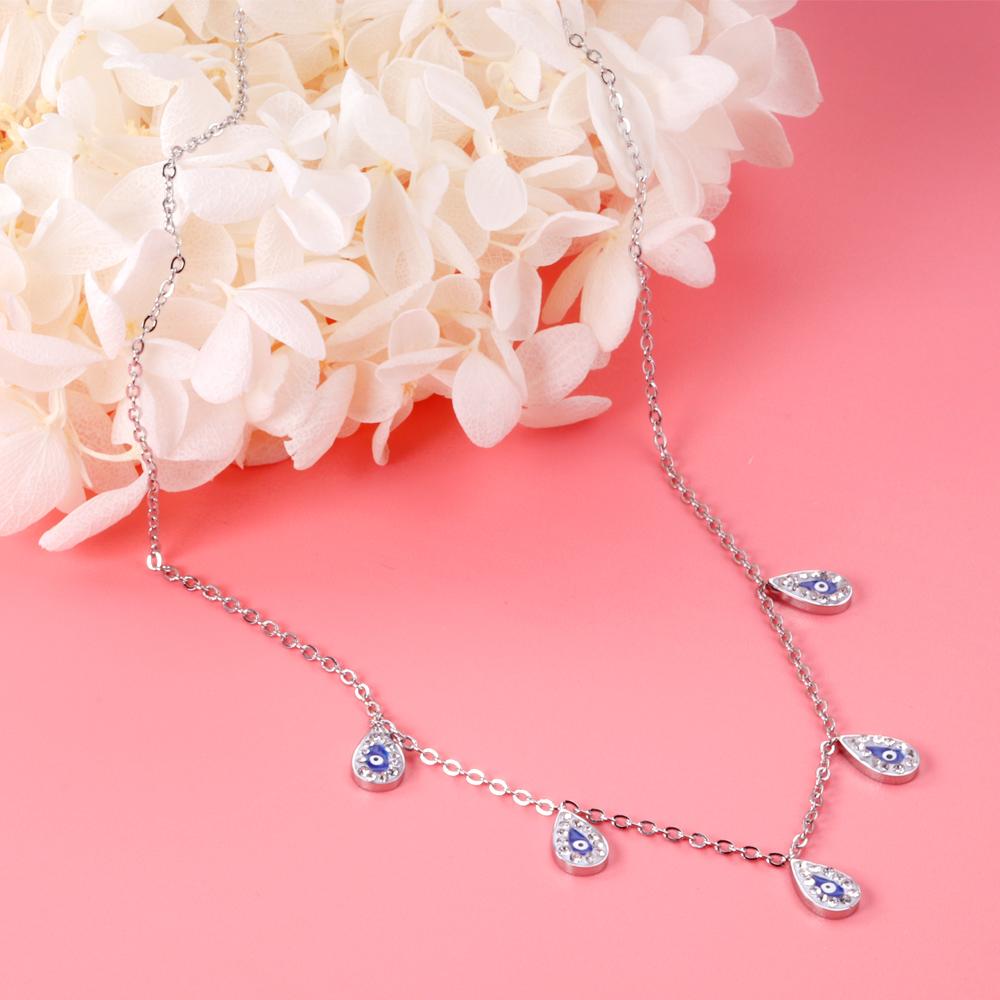 Luxury Stone Evil Eyes Blue Charms Necklaces For Party Wedding Jewelry Elegant Ladies Colar bijoux femme Gifts Emo