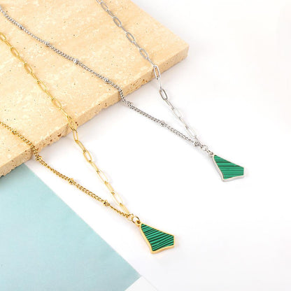 Green Pendant Collier For Woman Cactus Triple Necklace Trendy Products Gifts For Friend Couple Link Chain Necklace