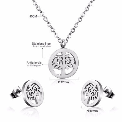 Tree Necklace Earrings Wedding Dubai Jewelry Sets For Women Girls Gold/Steel Indian Bridal Jewelry Sets Jewellery