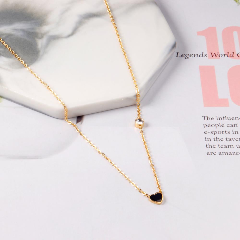 Red Heart Pendant With Crystal Stainless Steel Chain Necklace For Girls Fashion Party Jewellry Accessories 2021 Hot