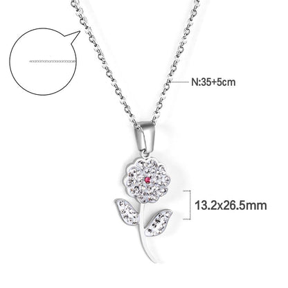 Floral Charm On The Neck Flower Pendant With Zirconia Stone Necklace Elegant Ladies Collar For Girls Gift Friends