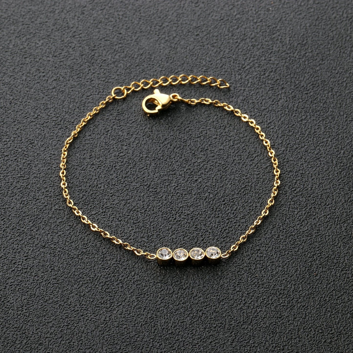 Charm Gold Color Pulseras Bracelets For Femme Women Link Chain Round Crystal Bracelet  Jewellery accesorios