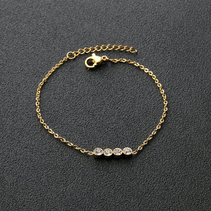 Charm Gold Color Pulseras Bracelets For Femme Women Link Chain Round Crystal Bracelet  Jewellery accesorios