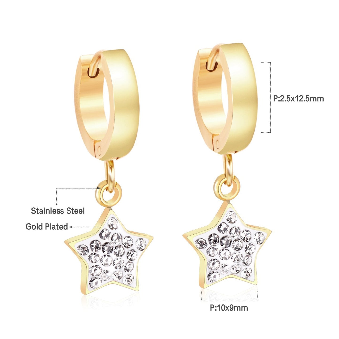 Clay CZ 2022 Star Drop Earring Sets Stainless Steel Gold Korean Dangle Earrings Set For Women Fashion Jewelry
