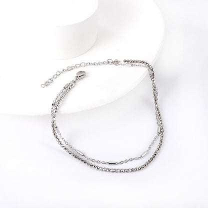 ASON Trendy Carbon Black Beads Accessories Multi-layer Chains Anklets Gold Color Stainless Steel For Women Jewelry Boho