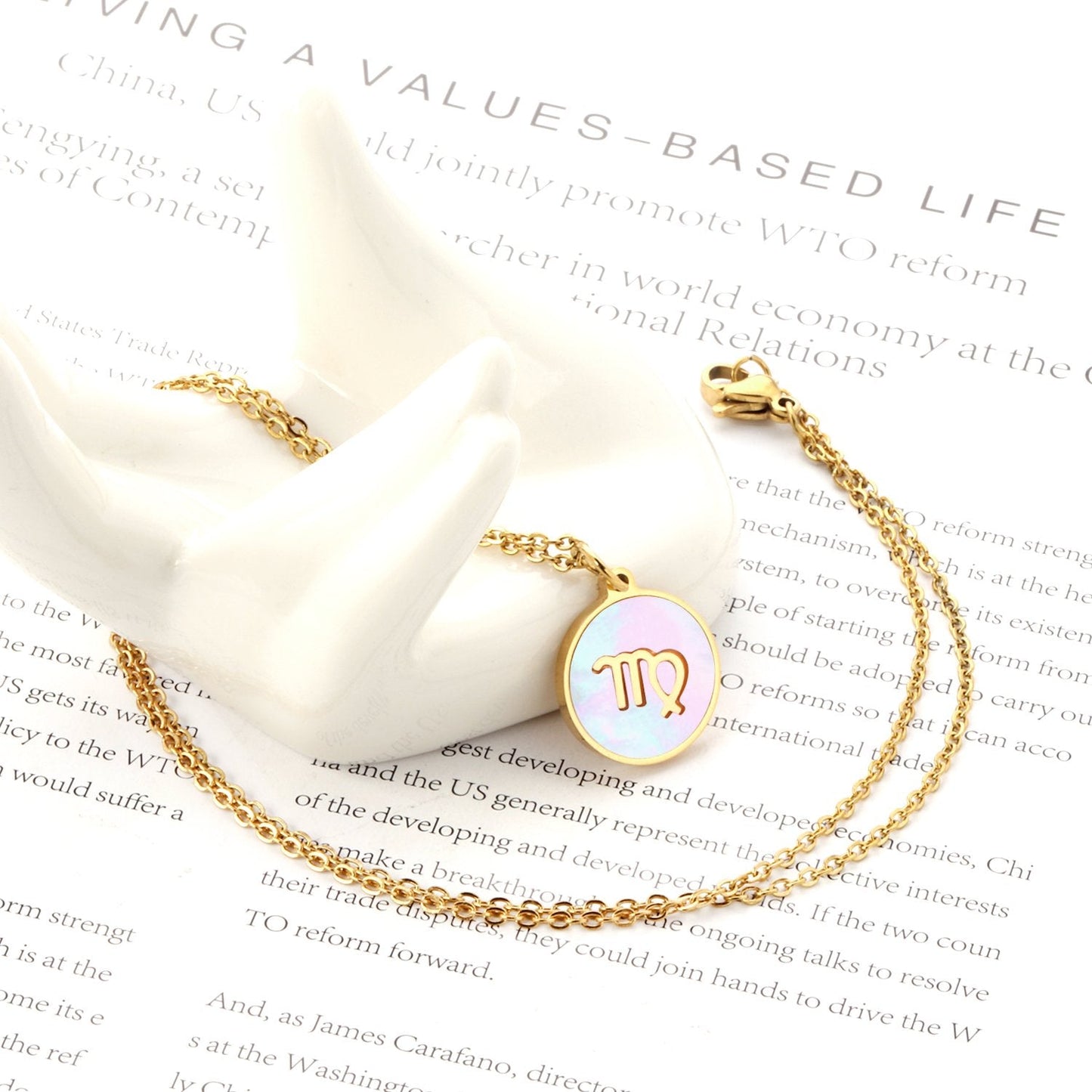 Shell Pendant Twelve Constellation Stainless Steel Necklace Man Jewelry For Women Choker Chain Necklace Collar 2021