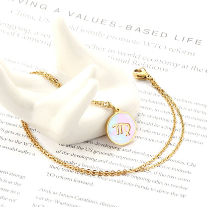 Shell Pendant Twelve Constellation Stainless Steel Necklace Man Jewelry For Women Choker Chain Necklace Collar 2021