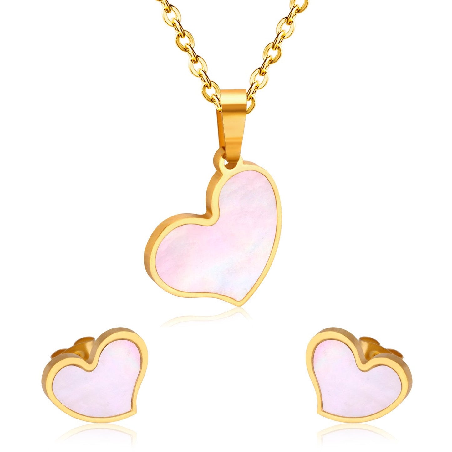 Heart Jewelry Set Stainless Steel Necklaces Sets For Woman Heart Choker Necklace Earrings Jewelry Sets bijoux femme