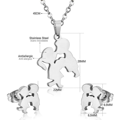 Romantic Lovely Boy Girl Kiss Necklace Earrings For Women Jewelry Sets Gift Dubai Jewellery set