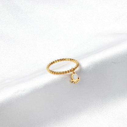 ASON Gold Color New Styles Ring 316L Stainless Steel Finger Ring with Charm for Women Fashion Jewelry Accessories