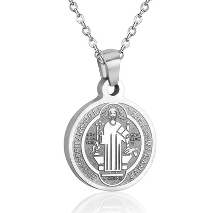 Religion Pendant Necklace Christmas Gift Gold/Steel Color Collares Women/Men Jewelry Link Chain Choker Necklaces