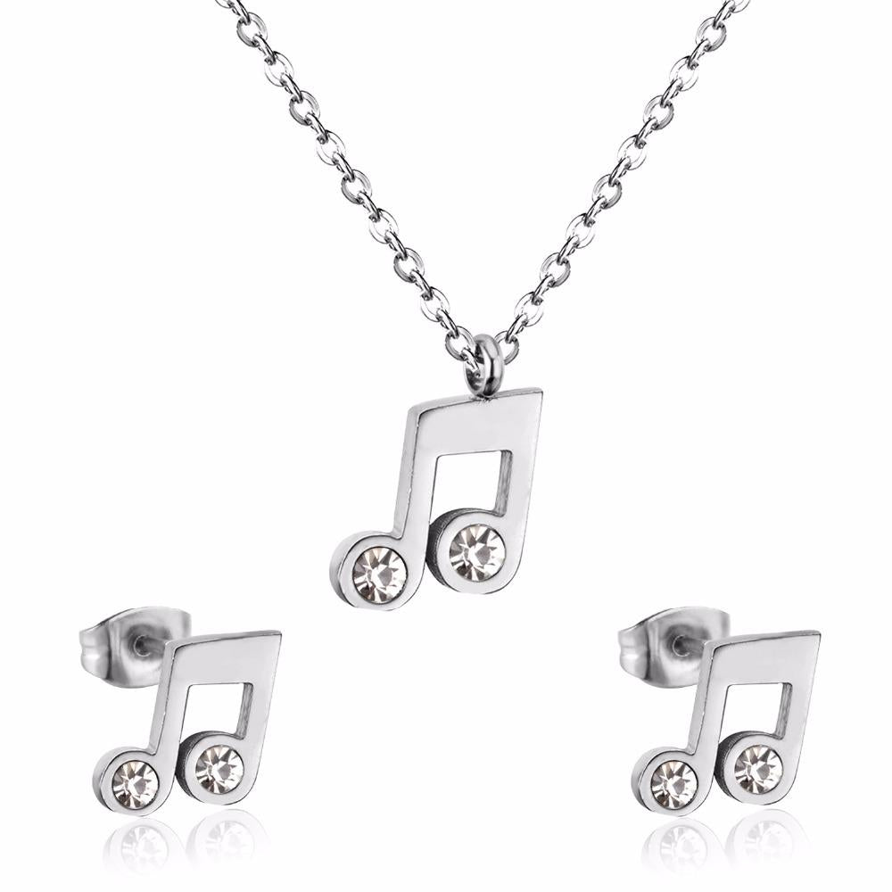 Popular Jewelry Sets Musician Symbol Stainless Steel Gold Dubai Indian Jewelry Sets For Girls Women Jewellery Set