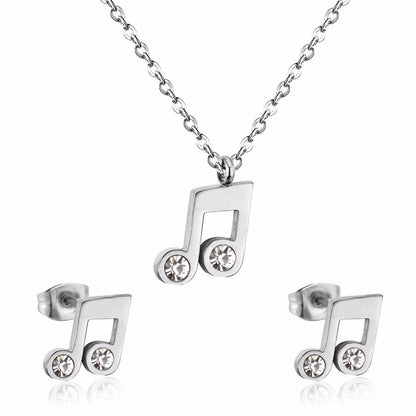 Popular Jewelry Sets Musician Symbol Stainless Steel Gold Dubai Indian Jewelry Sets For Girls Women Jewellery Set