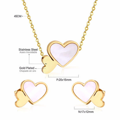 Brand New Stainless Steel Jewelry Heart Shell Jewelry Sets Women Wedding Jewelry Gift