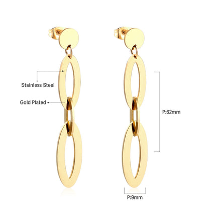 ASON Fashion Stainless Steel Hanging Dangle Earrings for Women Girls Statement Drop Earring Geometry Jewellery Party Gift