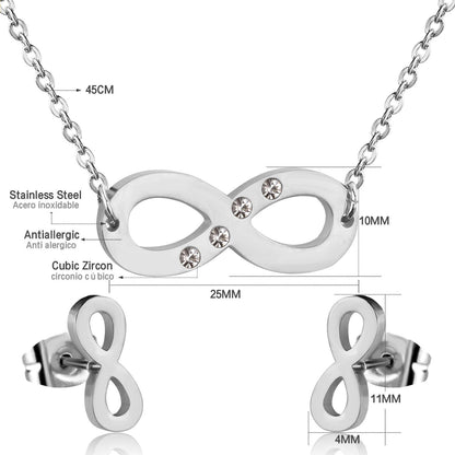Stainless Steel Dubai African Jewelry Sets Letter With Round Crystal Necklace Earring Sets For Women Accessroies