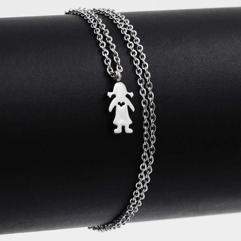 Girl Pendant Gothic Stainless Steel Necklaces For Women Trendy Jewelry Gold Plated Chain Necklace collier Friends