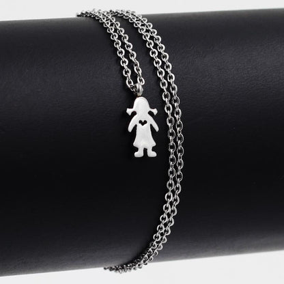 Girl Pendant Gothic Stainless Steel Necklaces For Women Trendy Jewelry Gold Plated Chain Necklace collier Friends
