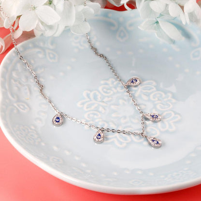 Luxury Stone Evil Eyes Blue Charms Necklaces For Party Wedding Jewelry Elegant Ladies Colar bijoux femme Gifts Emo