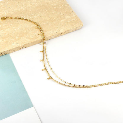 ASON Trendy Scissors Accessories Multi-layer Link Chain Anklet Gold Color Stainless Steel For Women Foot Jewelry Party Gift