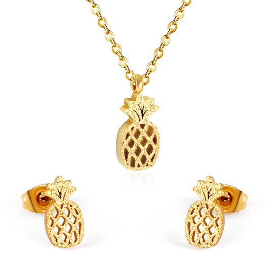 Pineapple Cute Stainless Steel African Jewellery Sets Bridal Dubai Gold Color Wedding Jewelry Sets For Women Girls
