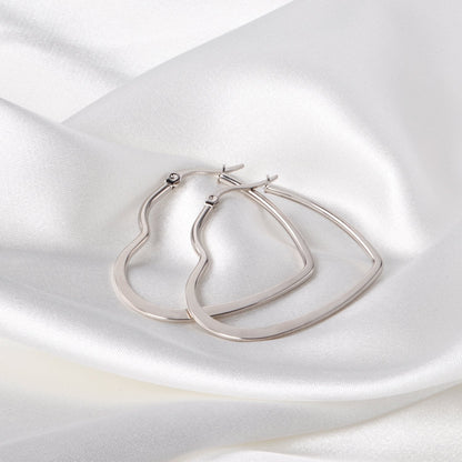 ASON Heart Shape Hoops Earrings Gold Color Size 25mm/35mm/45mm Stainless Steel Big Dangler Female Accessories Piercing