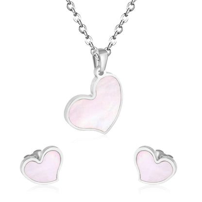 Heart Jewelry Set Stainless Steel Necklaces Sets For Woman Heart Choker Necklace Earrings Jewelry Sets bijoux femme