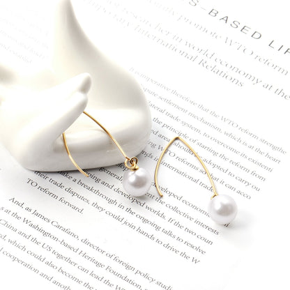 ASON Stylish White Imitation Pearl Drop Earring 316L Stainless Steel Dangle Earring for Women Daily Wear Party Gift Jewelry