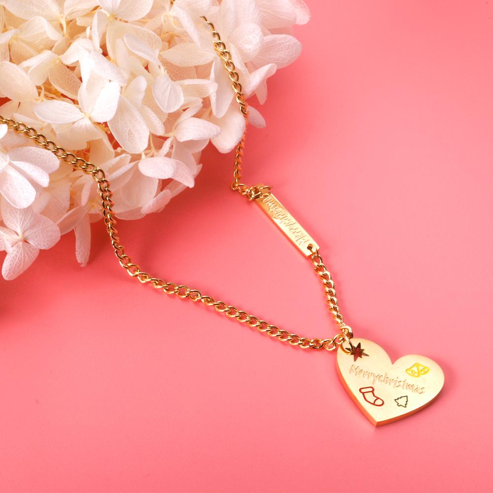 ASON Trendy Gold Color Heart Pendant Necklace 316L Stainless Steel Choker for Women Christmas Gift Jewelry Accessory