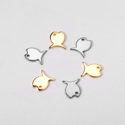 ASON 100 Pcs/Lot Small Fish Lovely Charm 316L Stainless Steel Gold Silver Color For Necklace Bracelet Jewelry Making Supplies