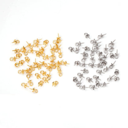 ASON 100pcs/lot Gold/Silver Color Stainless Steel Screw Eye Pin Pearl Pendant Charms Connector for DIY Jewelry Making