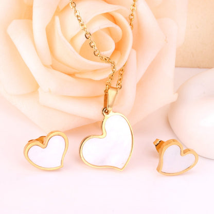 Heart Jewelry Set Stainless Steel Necklaces Sets For Woman Heart Choker Necklace Earrings Jewelry Sets bijoux femme