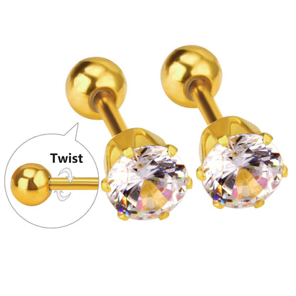 3-5mm Ball screw stud earrings For Women Fashion Jewelry Kids Crystal piercing Earings Earring pendientes brincos