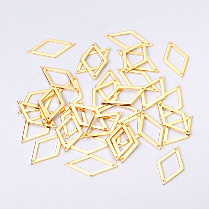 ASON 100 Pcs/Lot Rhombus Hollow Out Charms Extend Connector Charm With Holes Pendant Stainless Steel For Jewelry Making Supplies